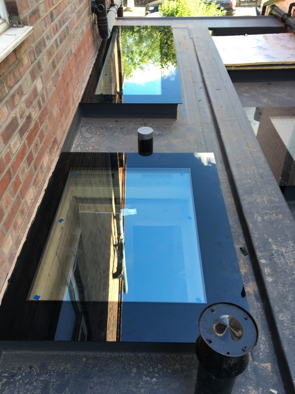 Multiple flat roof skylights on extension in Regent's Park